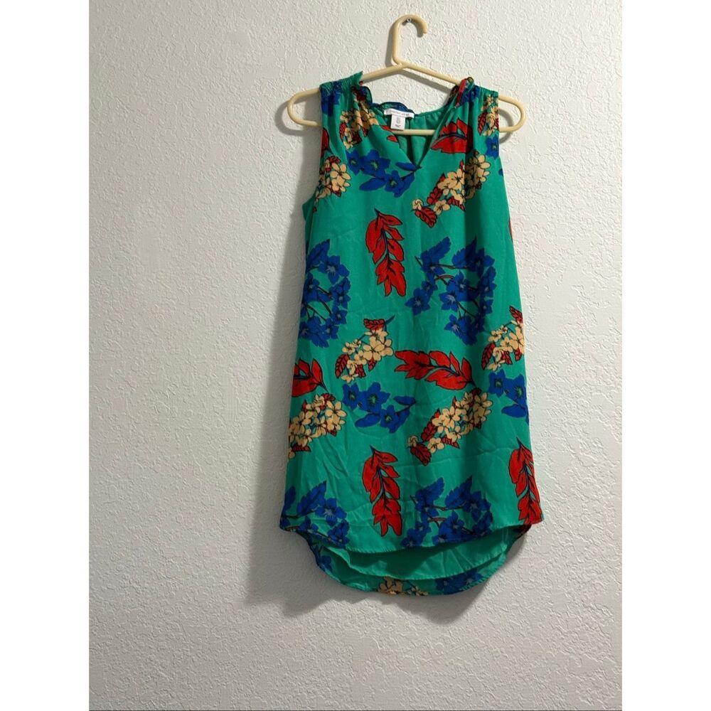 Tabitha Webb Shift Dress Women 4  Vibrant Green Floral Sleeveless Boho Casual